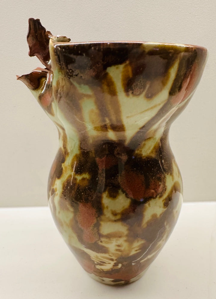 Contemporary Mottled Waved Rim Vase