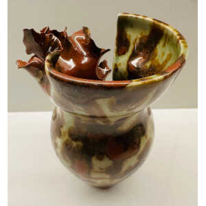 Contemporary Mottled Waved Rim Vase