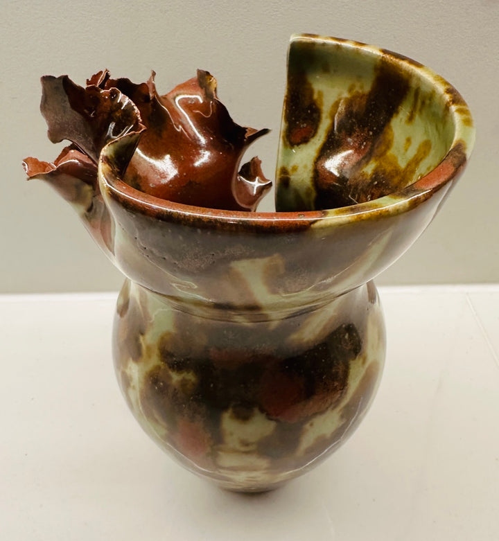Contemporary Mottled Waved Rim Vase