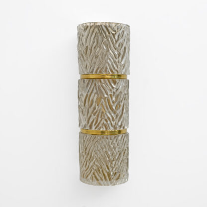 Pair of Modern Italian Brass and Murano Glass Textured Wall Sconces - Image 3