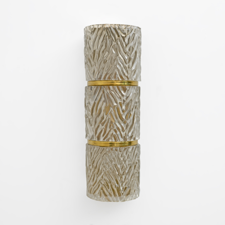 Pair of Modern Italian Brass and Murano Glass Textured Wall Sconces - Image 3