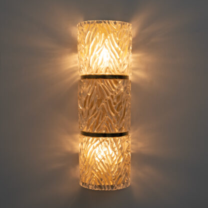 Pair of Modern Italian Brass and Murano Glass Textured Wall Sconces - Image 4