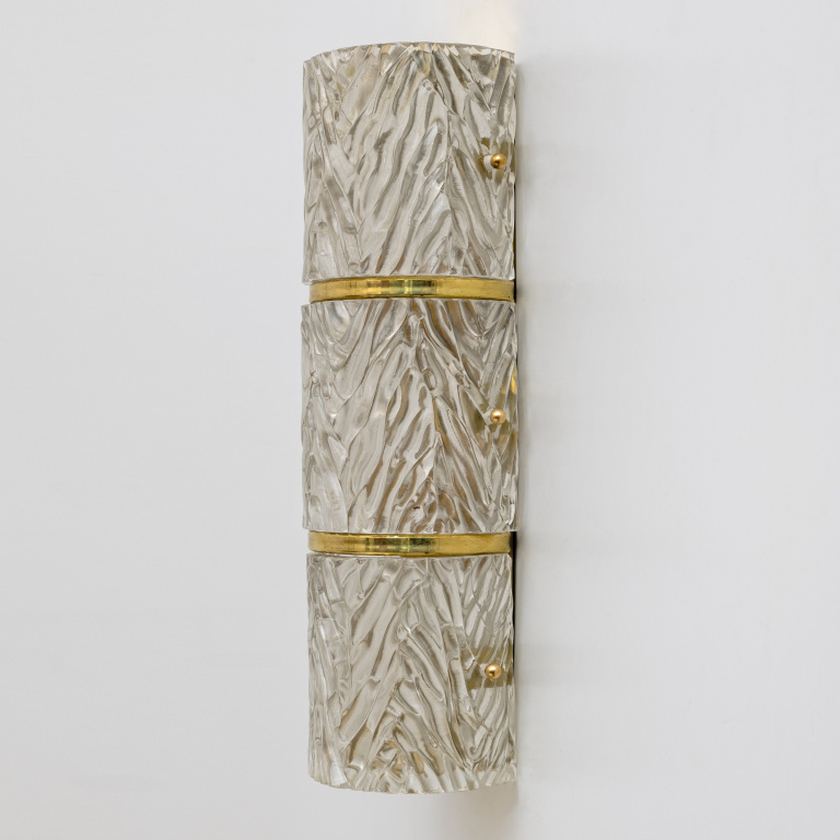 Pair of Modern Italian Brass and Murano Glass Textured Wall Sconces - Image 5
