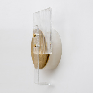 Pair of Art Deco Murano Glass Sconces with Gold Texture, Italy, 21st Century