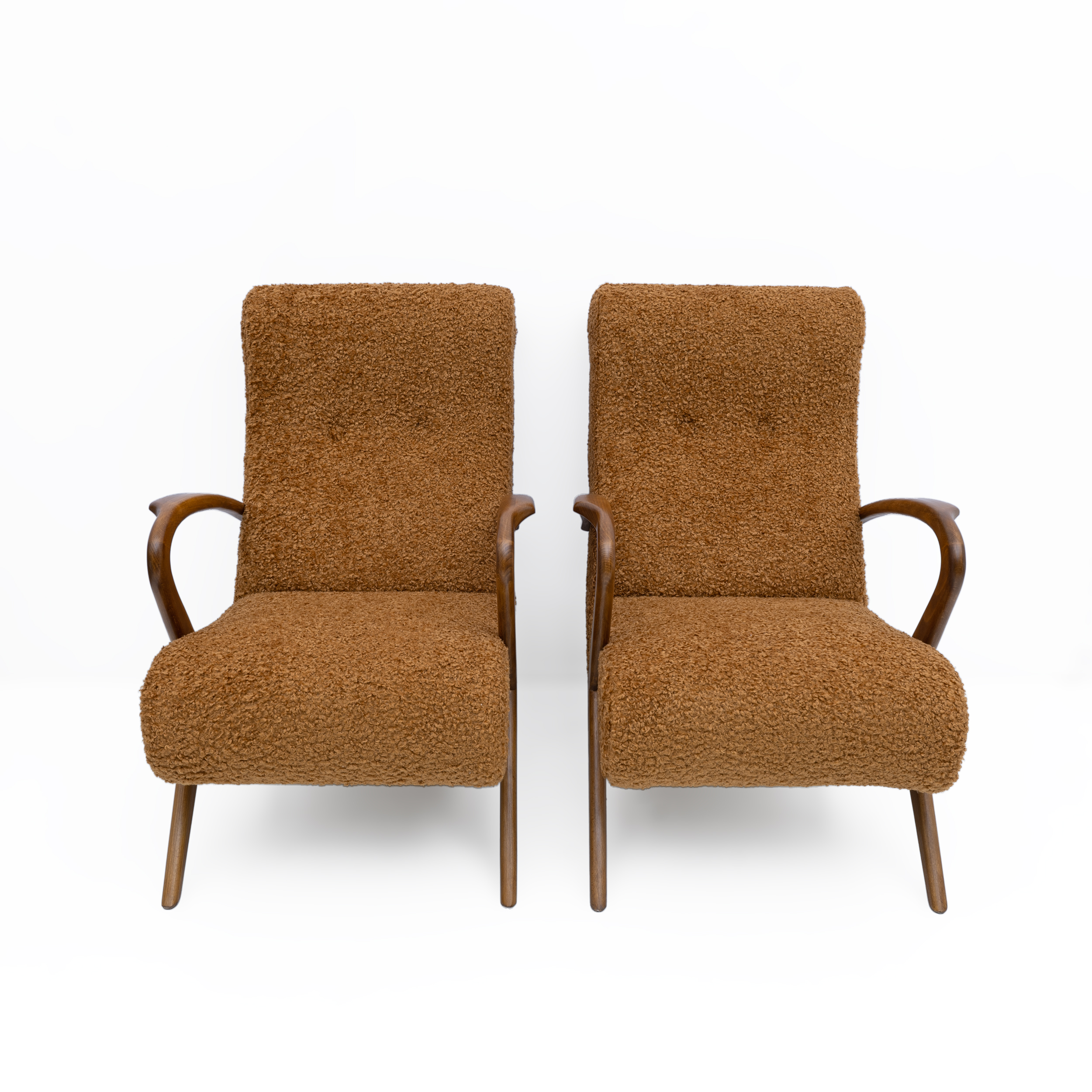 Attributed to Paolo Buffa Mid-century Modern Italian Bouclè Armchairs, Pair