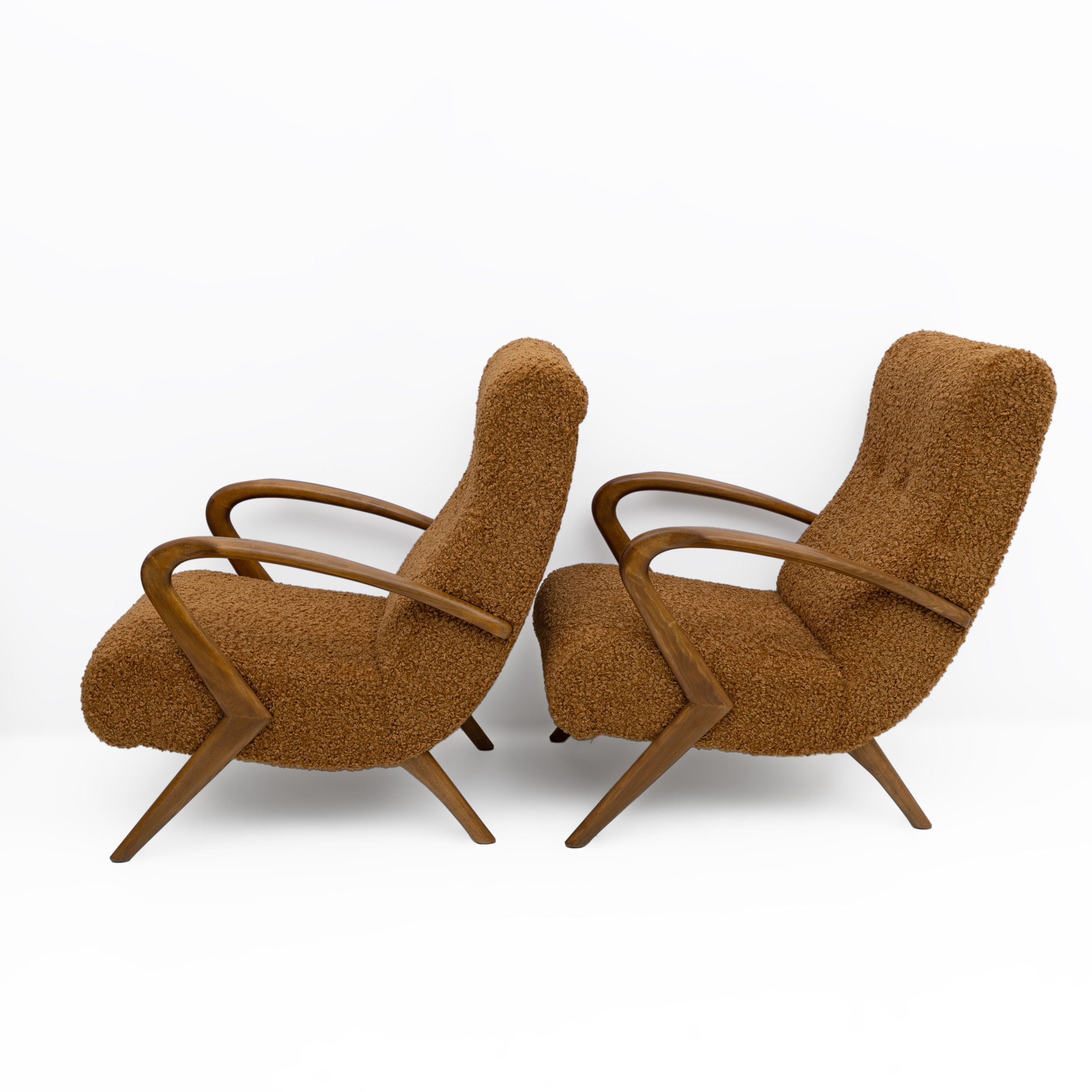 Attributed to Paolo Buffa Mid-century Modern Italian Bouclè Armchairs, Pair