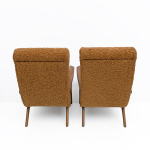 Attributed to Paolo Buffa Mid-century Modern Italian Bouclè Armchairs, Pair