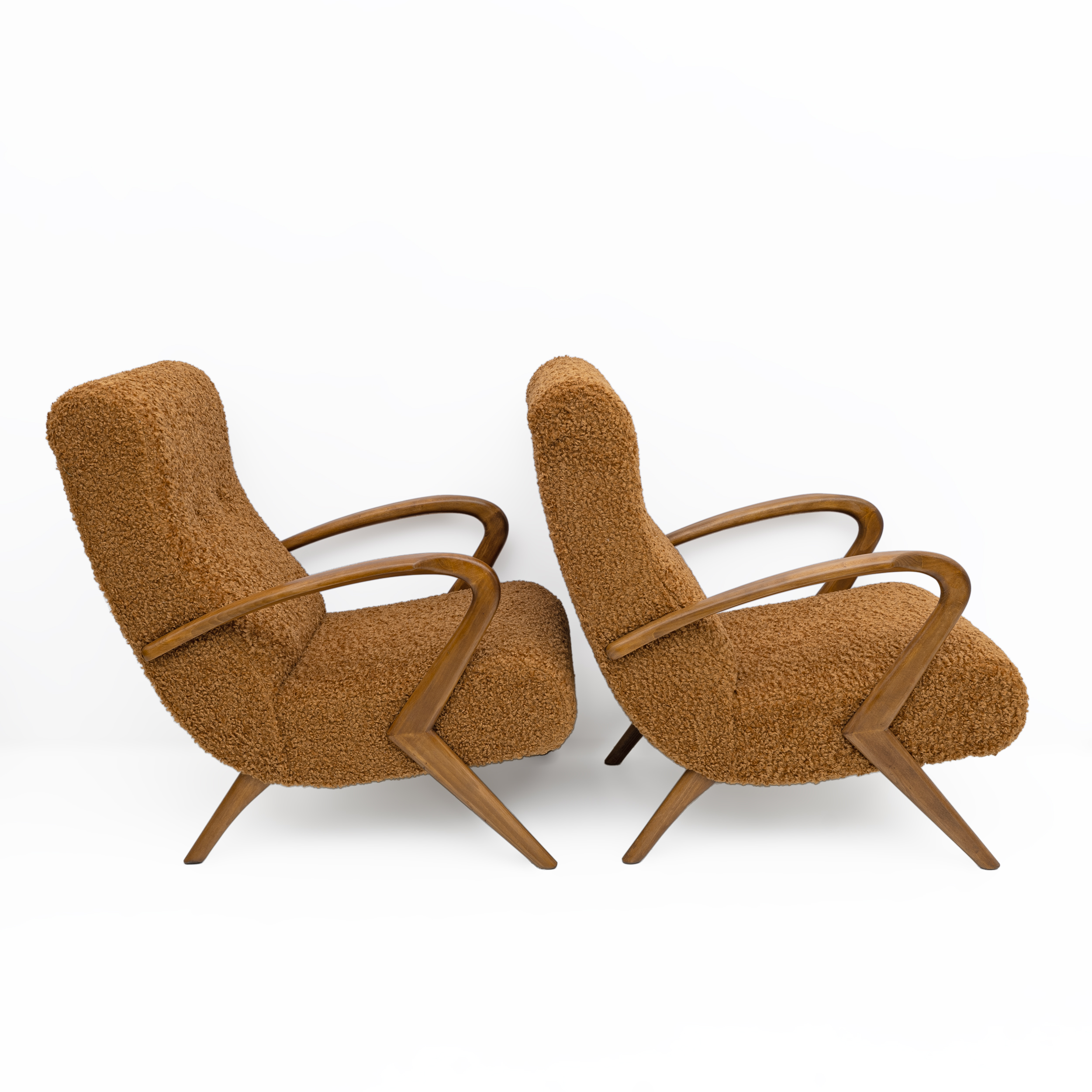 Attributed to Paolo Buffa Mid-century Modern Italian Bouclè Armchairs, Pair