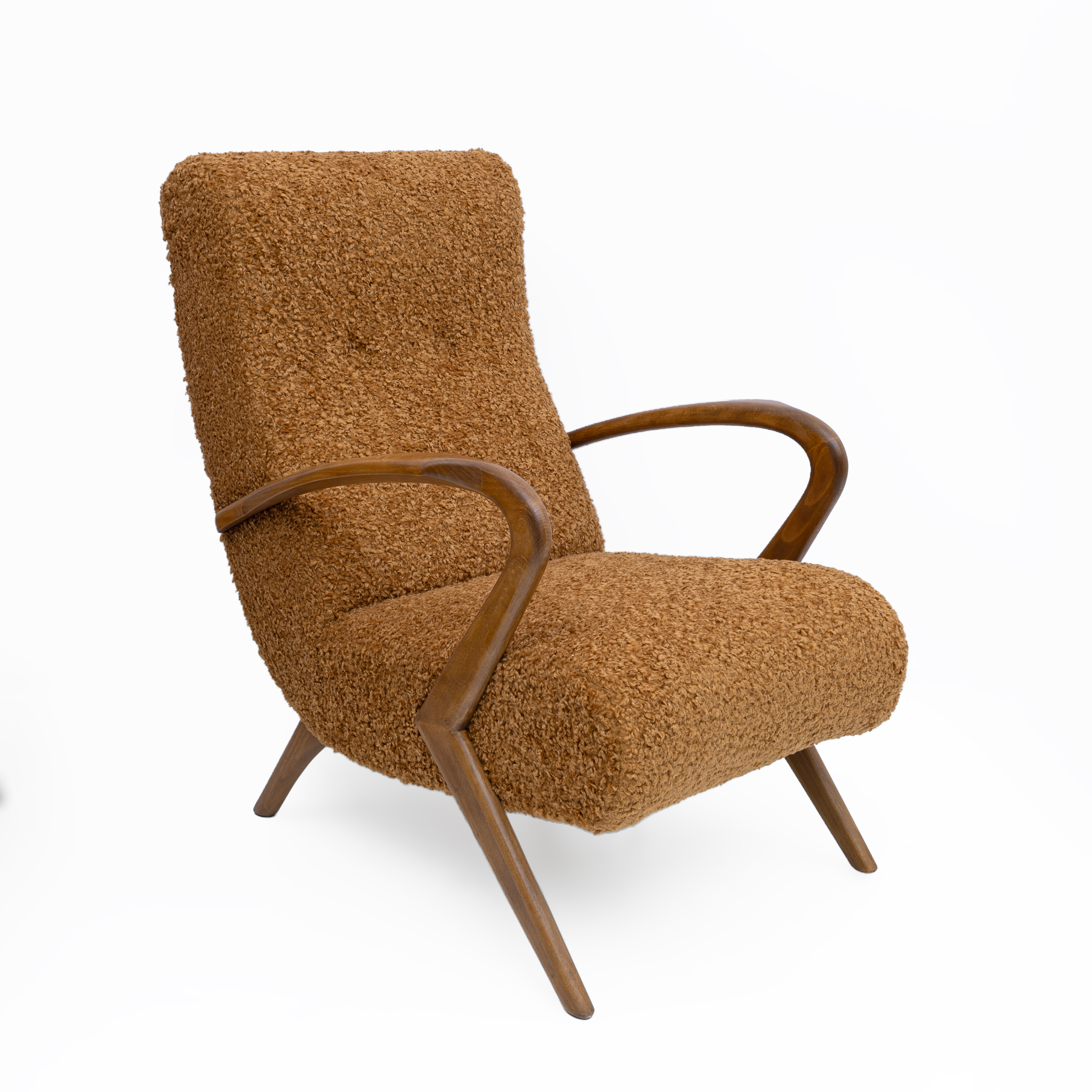 Attributed to Paolo Buffa Mid-century Modern Italian Bouclè Armchairs, Pair