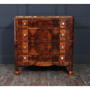 Elegant Burr Walnut Art Deco Chest Of Drawers