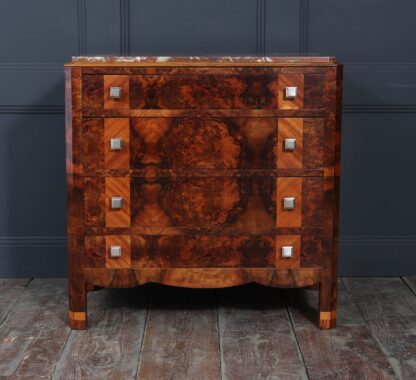 Elegant Burr Walnut Art Deco Chest Of Drawers - Image 4