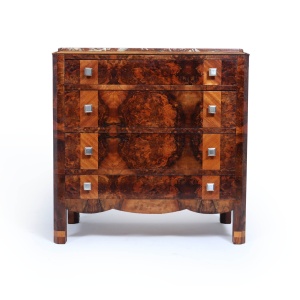 Elegant Burr Walnut Art Deco Chest Of Drawers