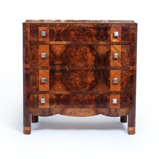 Elegant Burr Walnut Art Deco Chest Of Drawers