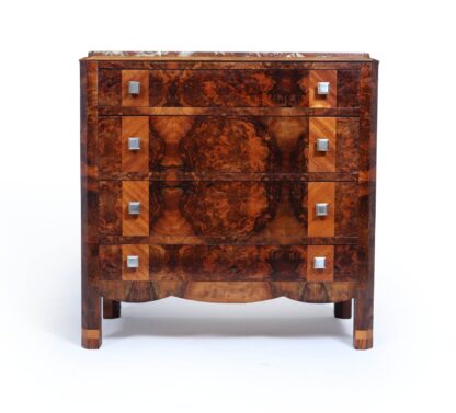 Elegant Burr Walnut Art Deco Chest Of Drawers