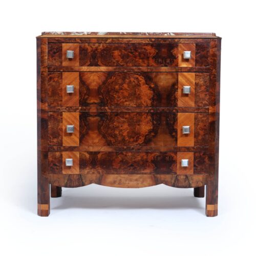Elegant Burr Walnut Art Deco Chest Of Drawers