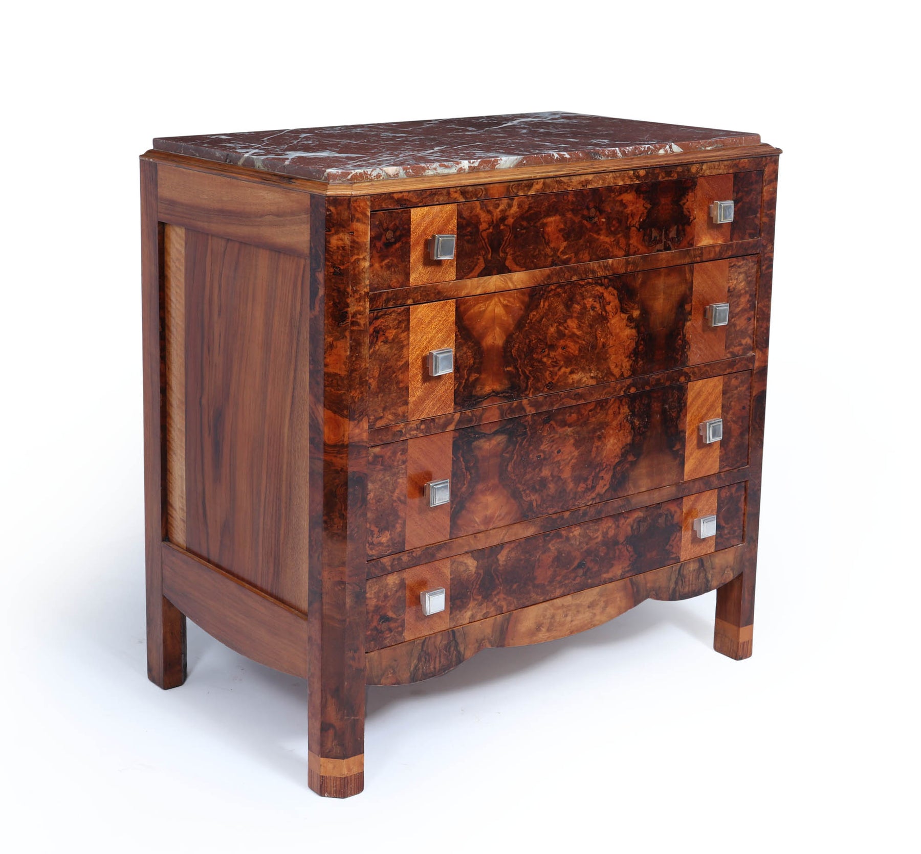 Elegant Burr Walnut Art Deco Chest Of Drawers