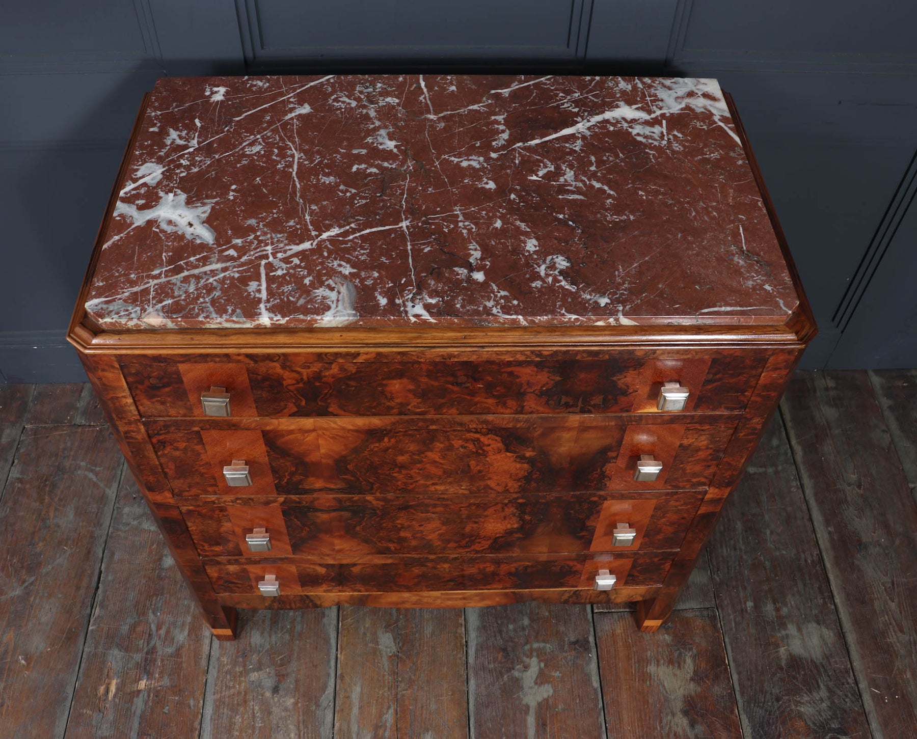 Elegant Burr Walnut Art Deco Chest Of Drawers