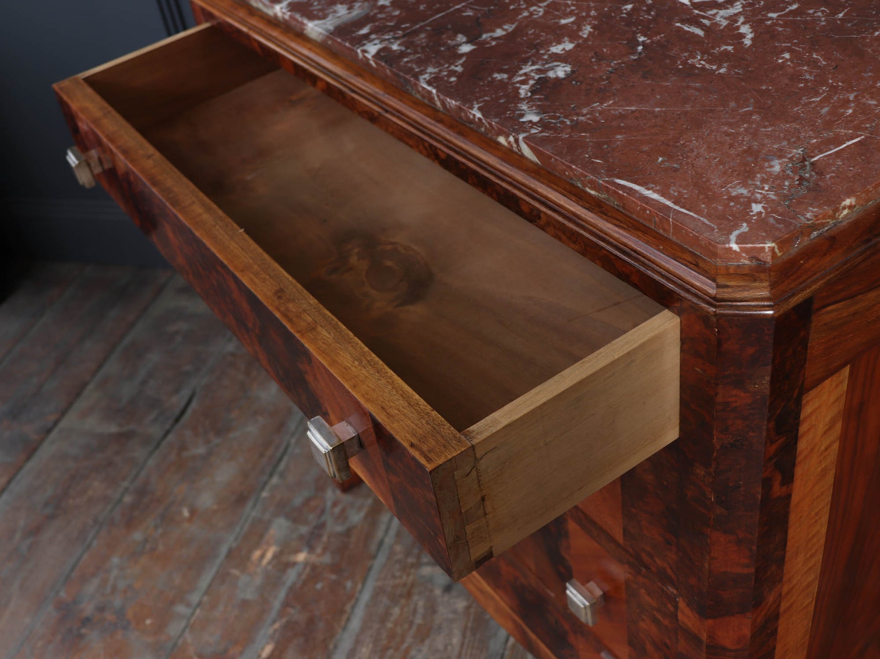 Elegant Burr Walnut Art Deco Chest Of Drawers
