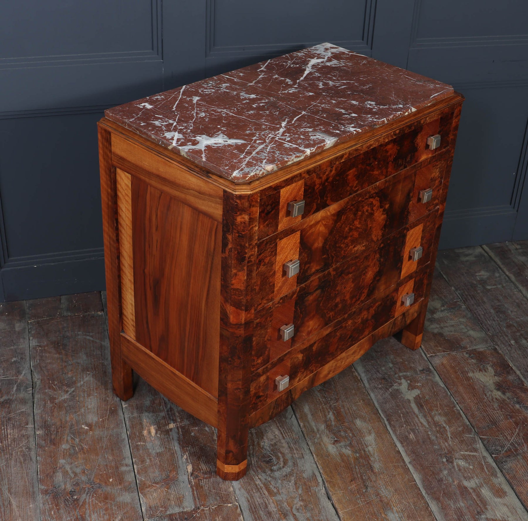 Elegant Burr Walnut Art Deco Chest Of Drawers
