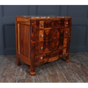 Elegant Burr Walnut Art Deco Chest Of Drawers