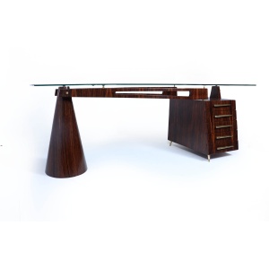 Exceptional Italian Mid Century Desk In Macassar Ebony