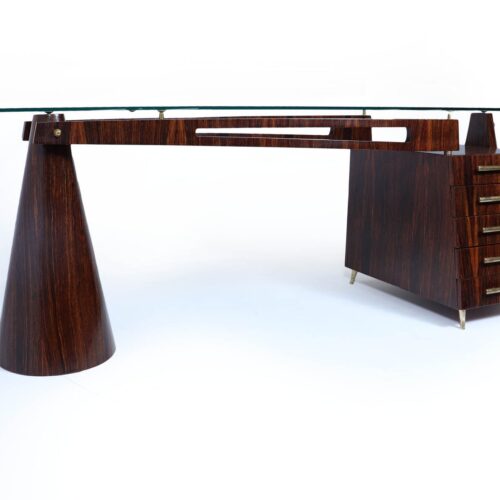 Exceptional Italian Mid Century Desk In Macassar Ebony
