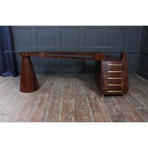 Exceptional Italian Mid Century Desk In Macassar Ebony