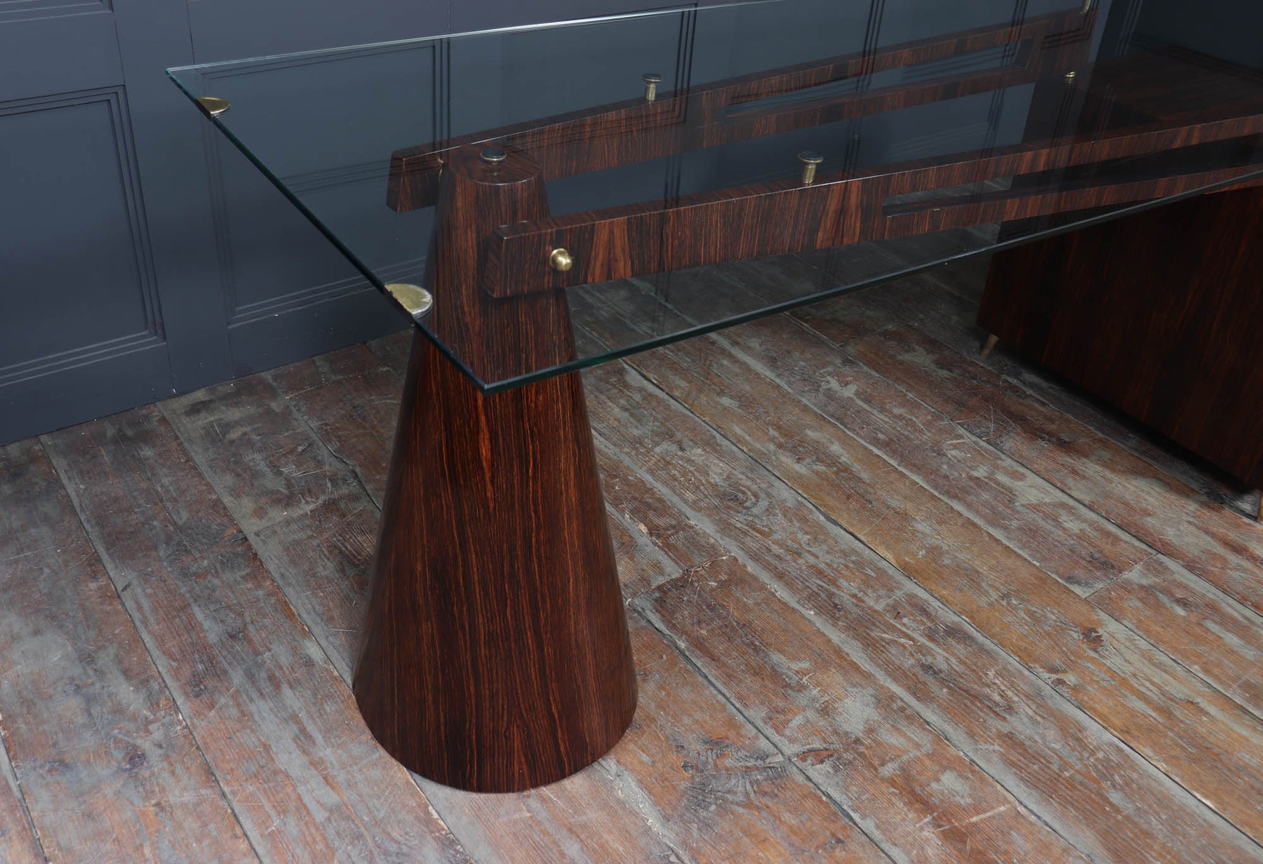 Exceptional Italian Mid Century Desk In Macassar Ebony