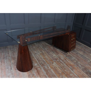 Exceptional Italian Mid Century Desk In Macassar Ebony