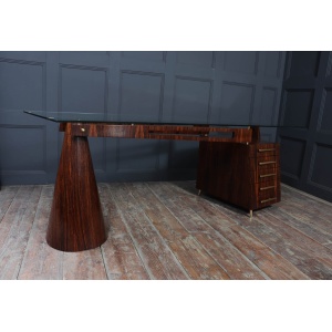 Exceptional Italian Mid Century Desk In Macassar Ebony