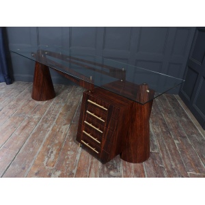 Exceptional Italian Mid Century Desk In Macassar Ebony