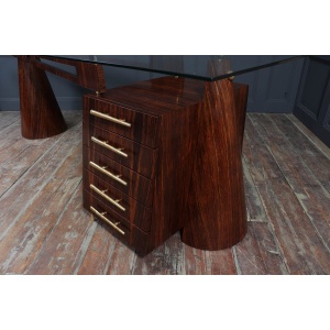 Exceptional Italian Mid Century Desk In Macassar Ebony