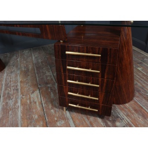 Exceptional Italian Mid Century Desk In Macassar Ebony