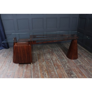 Exceptional Italian Mid Century Desk In Macassar Ebony