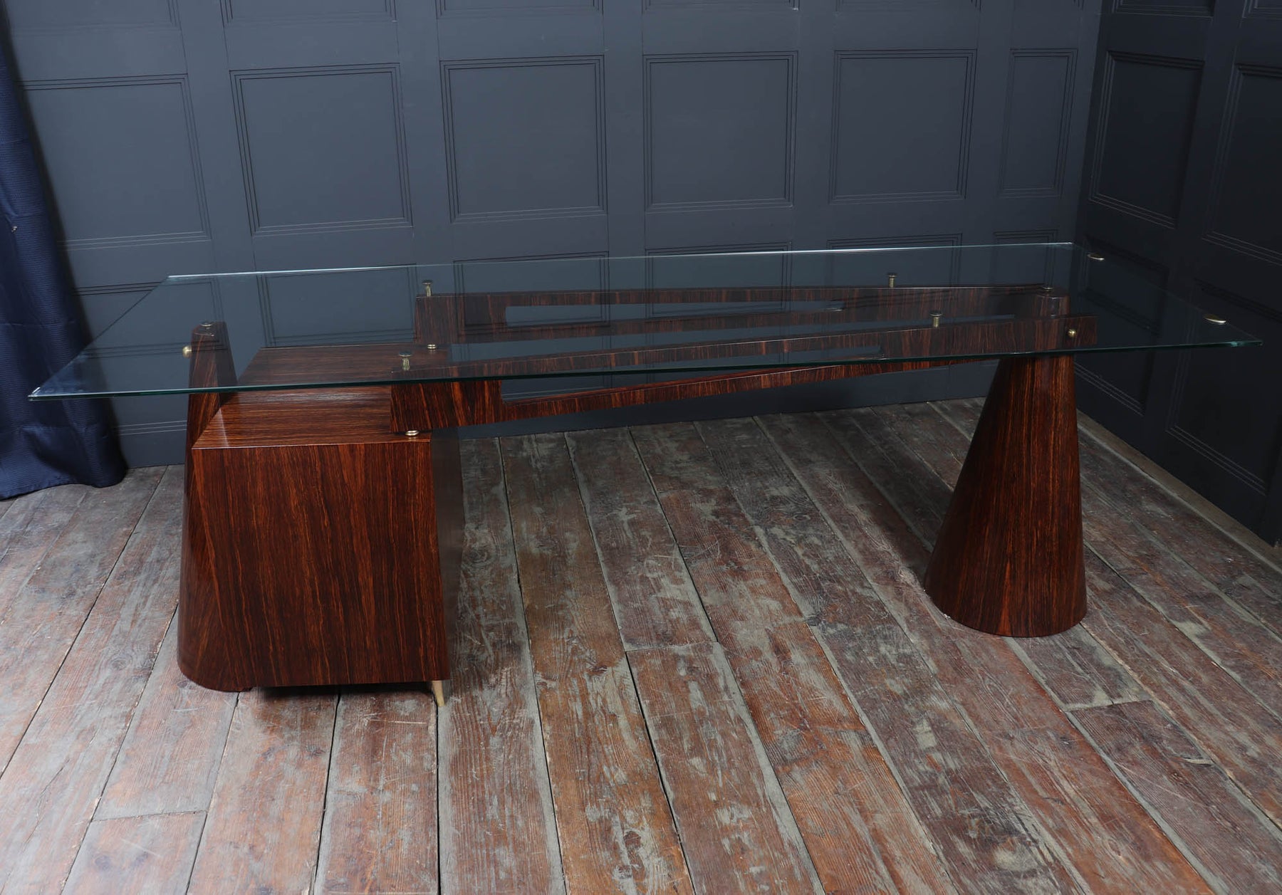 Exceptional Italian Mid Century Desk In Macassar Ebony