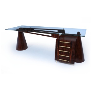 Exceptional Italian Mid Century Desk In Macassar Ebony