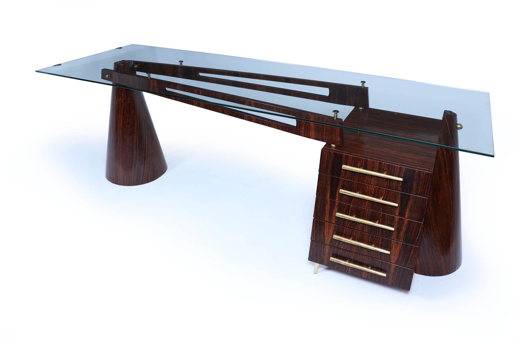 Exceptional Italian Mid Century Desk In Macassar Ebony