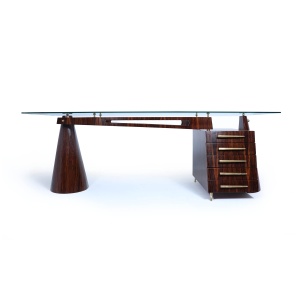 Exceptional Italian Mid Century Desk In Macassar Ebony