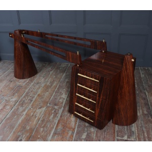 Exceptional Italian Mid Century Desk In Macassar Ebony