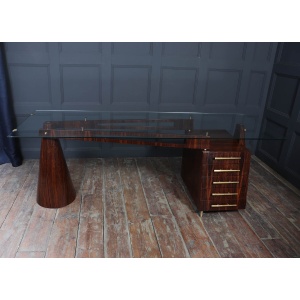 Exceptional Italian Mid Century Desk In Macassar Ebony