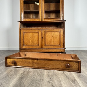 Antique 19th Century Golden Oak Bookcase On Cupboard Of Finest Quality