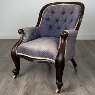 Antique 19th Century Button Back Armchair In Mahogany