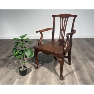 Antique Edwardian Armchair / Office Chair In Oak