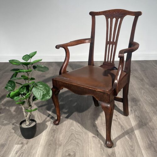 Antique Edwardian Armchair / Office Chair In Oak