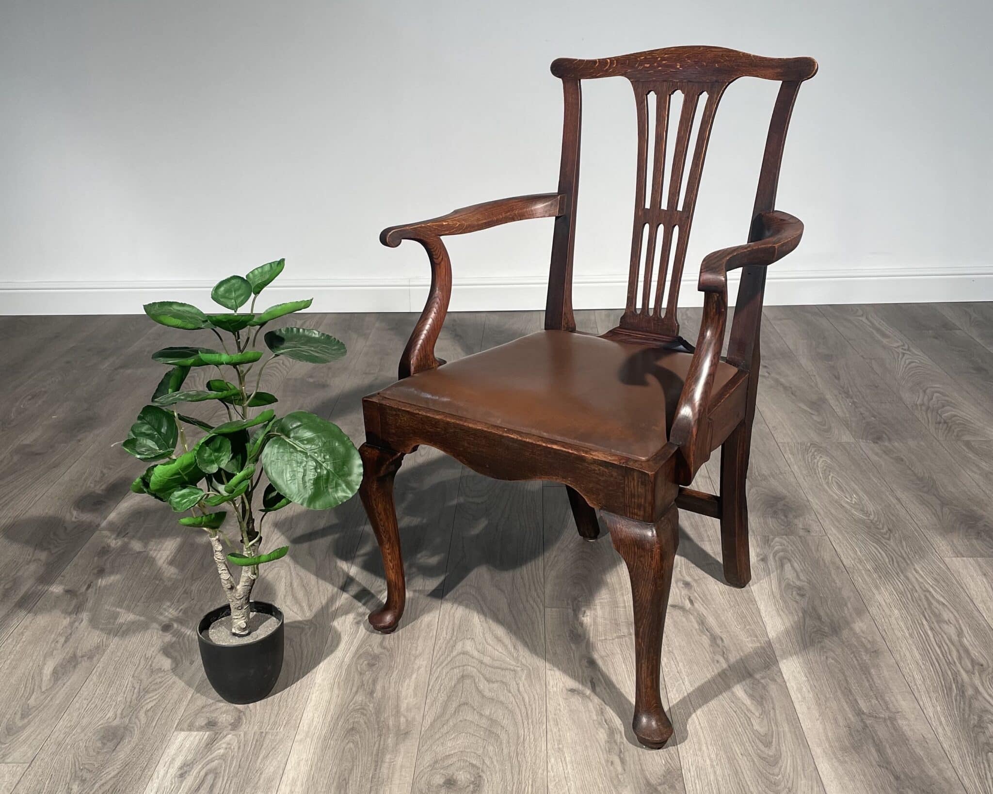 Antique Edwardian Armchair / Office Chair In Oak