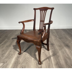 Antique Edwardian Armchair / Office Chair In Oak