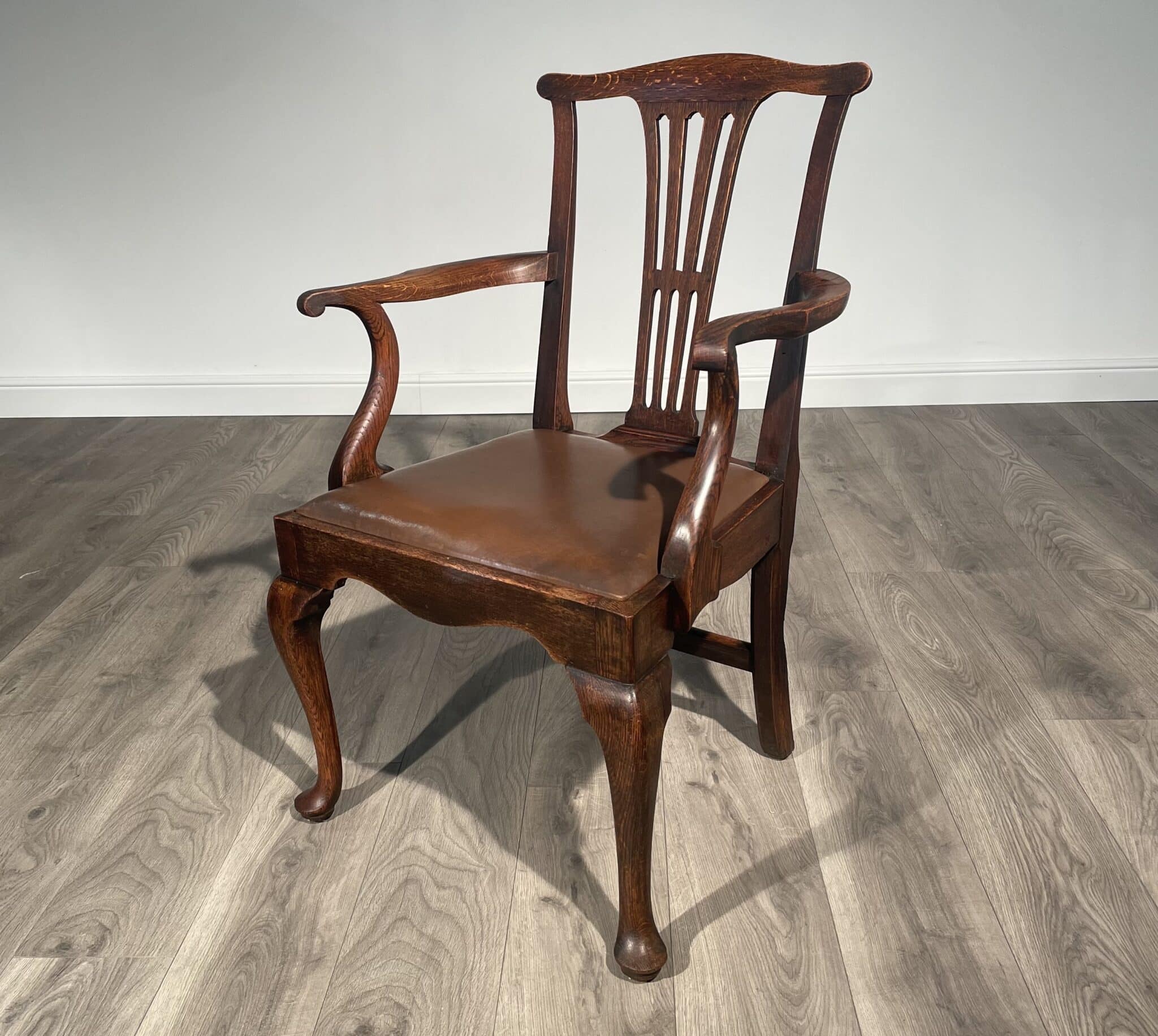 Antique Edwardian Armchair / Office Chair In Oak