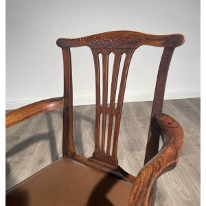 Antique Edwardian Armchair / Office Chair In Oak