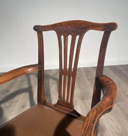 Antique Edwardian Armchair / Office Chair In Oak - Image 4
