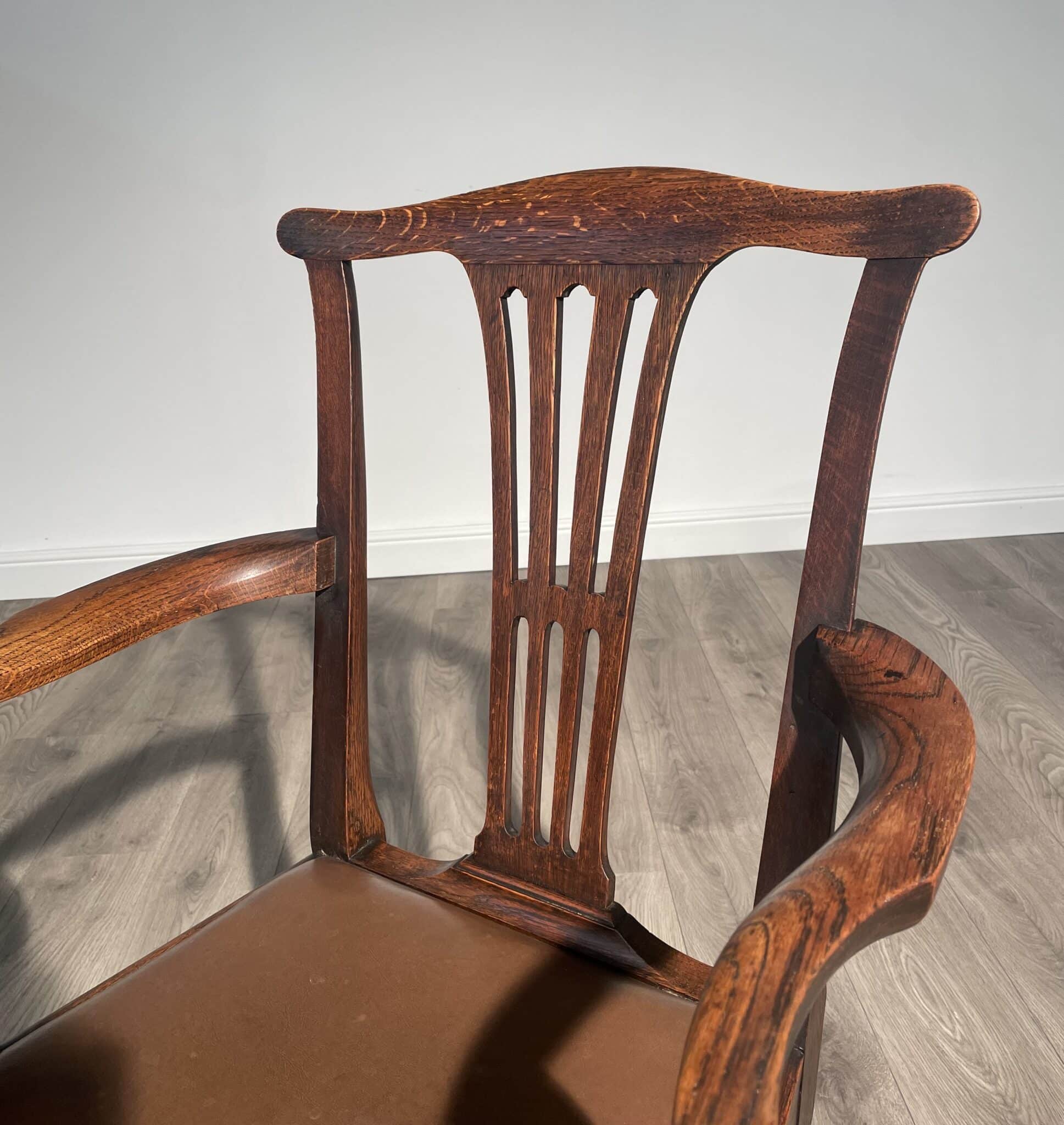 Antique Edwardian Armchair / Office Chair In Oak